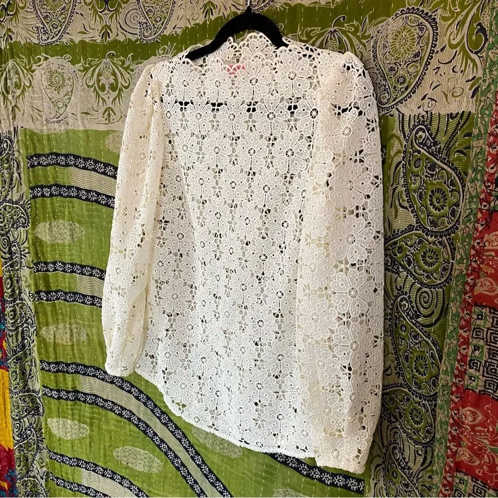 NWOT Kate Spade New York Ivory Daisy Lace Blouse Size 0